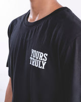 Graphic T Shirt | Yours Truly Black Typography Tee 4