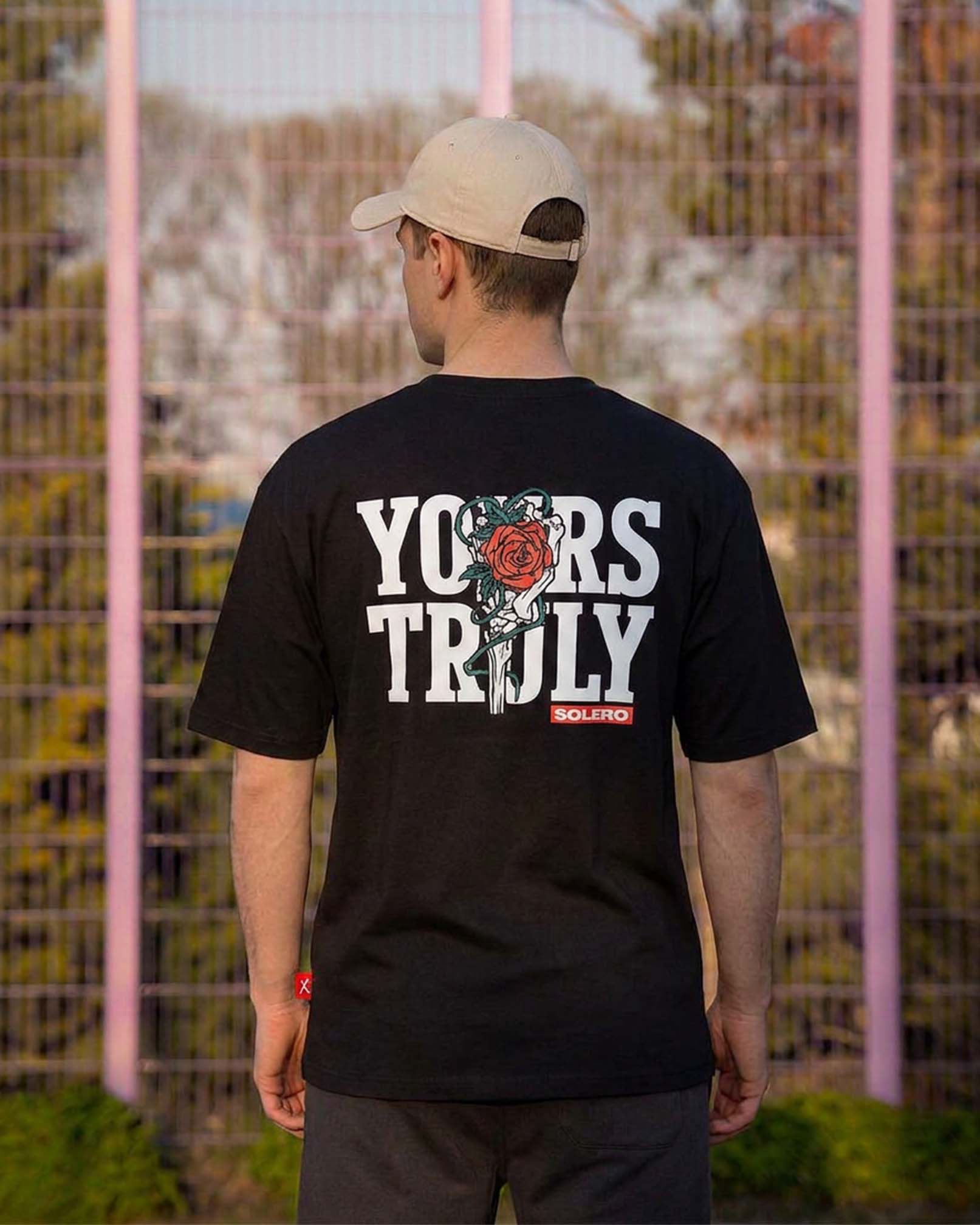 Graphic T Shirt | Yours Truly Black Typography Tee