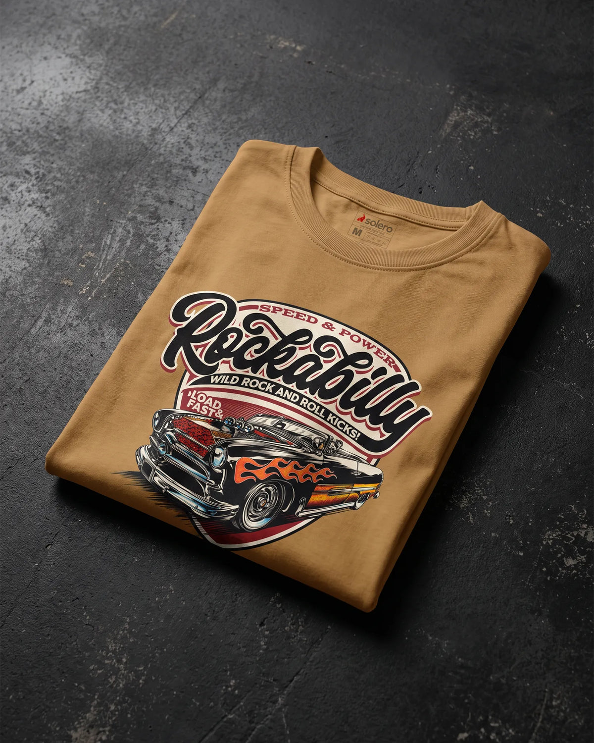 Graphic T Shirt | Rockabilly Vintage Flame Car Tee